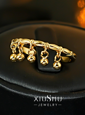 925纯银流苏古法小铃铛戒指