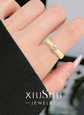 中古风布家金属拉丝925银戒指