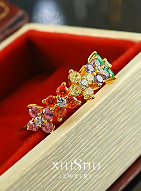 《炫彩繁花》彩色925银花朵戒指