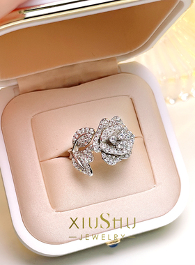 轻奢s925纯银玫瑰花优雅戒指