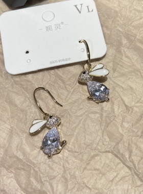婉灵多款合集-新款兔子耳钩紫色人鱼珠耳环花朵爱心耳钉锆石流苏