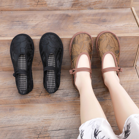 Ethnische Stil-Scheibenschnalle, traditionelle, atmungsaktive Stickerei, neue Schuhe im chinesischen Stil