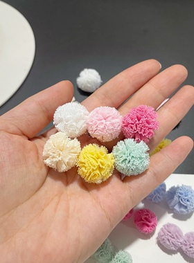 糖果色网纱球蕾丝花球头饰DIY配件服装辅料宠物儿童发饰
