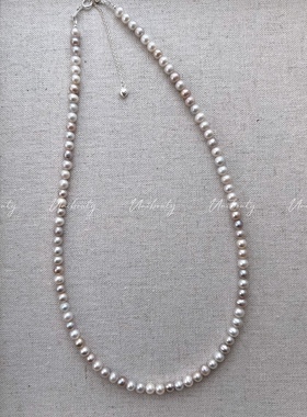 【银色月光】天然淡水超美仙气灰紫色莫兰迪色淡彩无核珍珠项链