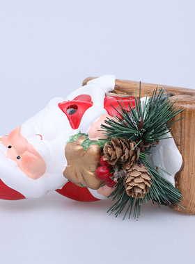 发光陶瓷雪人老人坐雪橇陶瓷摆件