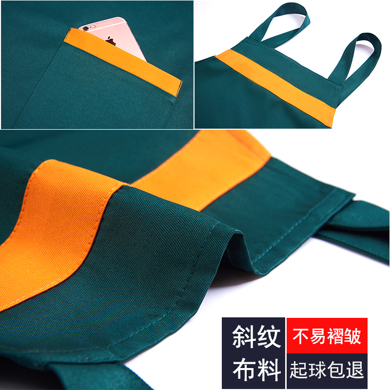 围裙定制工作服印字LOGO餐厅商超市水果店服务员工女时尚防水围裙-图3