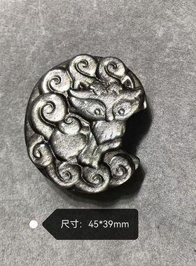 天然银曜石九尾月亮仙狐狸项链男女款轻奢毛衣链吊坠饰品配件