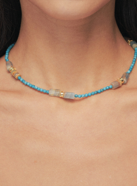 A Ray of Sunlight25秋冬埃及系列沙漠绿洲蓝色松石串珠项链欧美