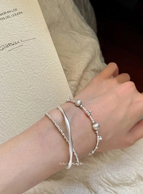 S925纯银莫比乌斯扭纹手镯女韩国小众设计高级感ins风手环