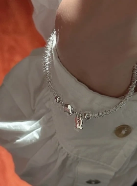 S925纯银韩版小众设计感猫咪小鱼串珠手链圈圈简约基础款首饰品