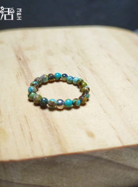 绿松石弹力戒指纯银转运珠备注戒圈号