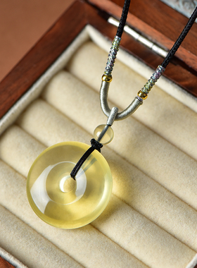 天然黄水晶平安扣缺土补土吊坠