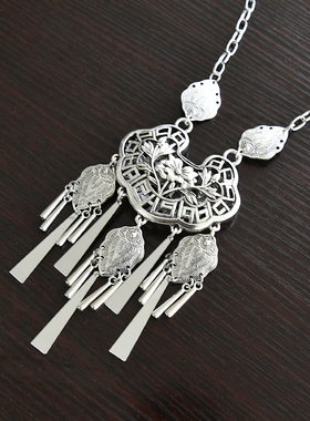 女镂空平安锁项链民族风