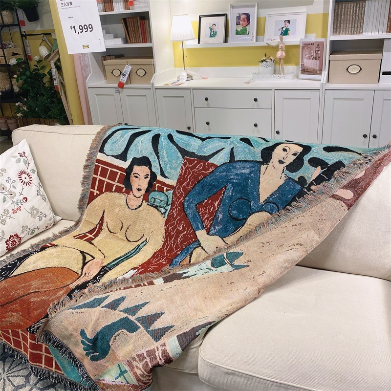 MATISSE马蒂斯单人位沙发套罩多功能挂毯沙发巾盖布背景布复古风 - 图2