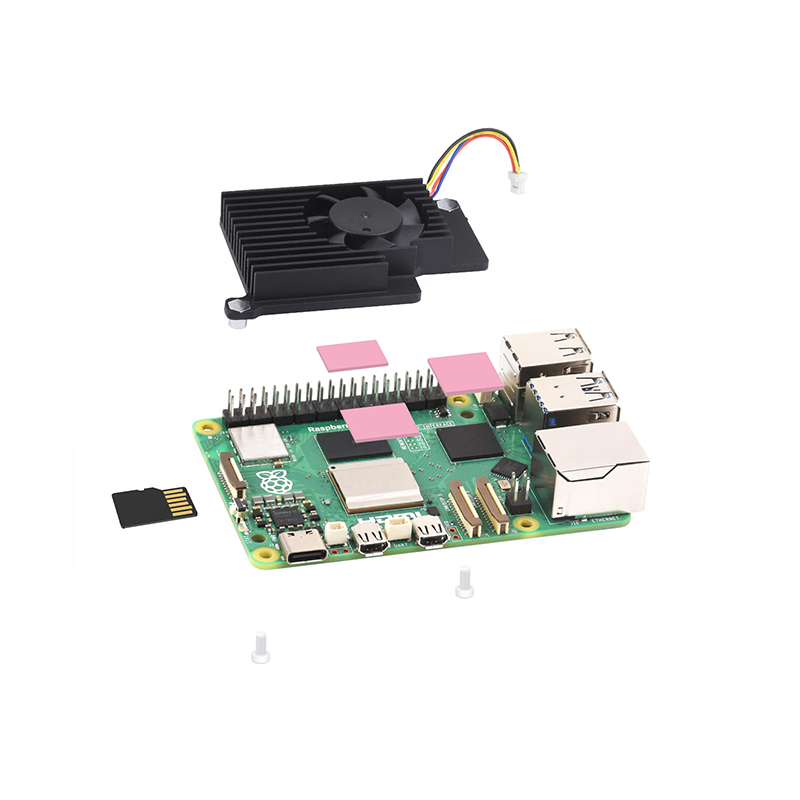 树莓派Raspberry Pi 5代专用散热器风扇 散热片主动散热 带导热贴 - 图2