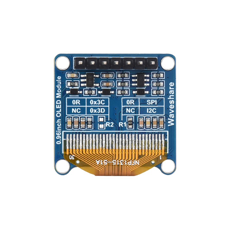 微雪 树莓派0.96寸OLED显示屏模块 扩展板 黄蓝色/蓝/白 SPI/I2C - 图1