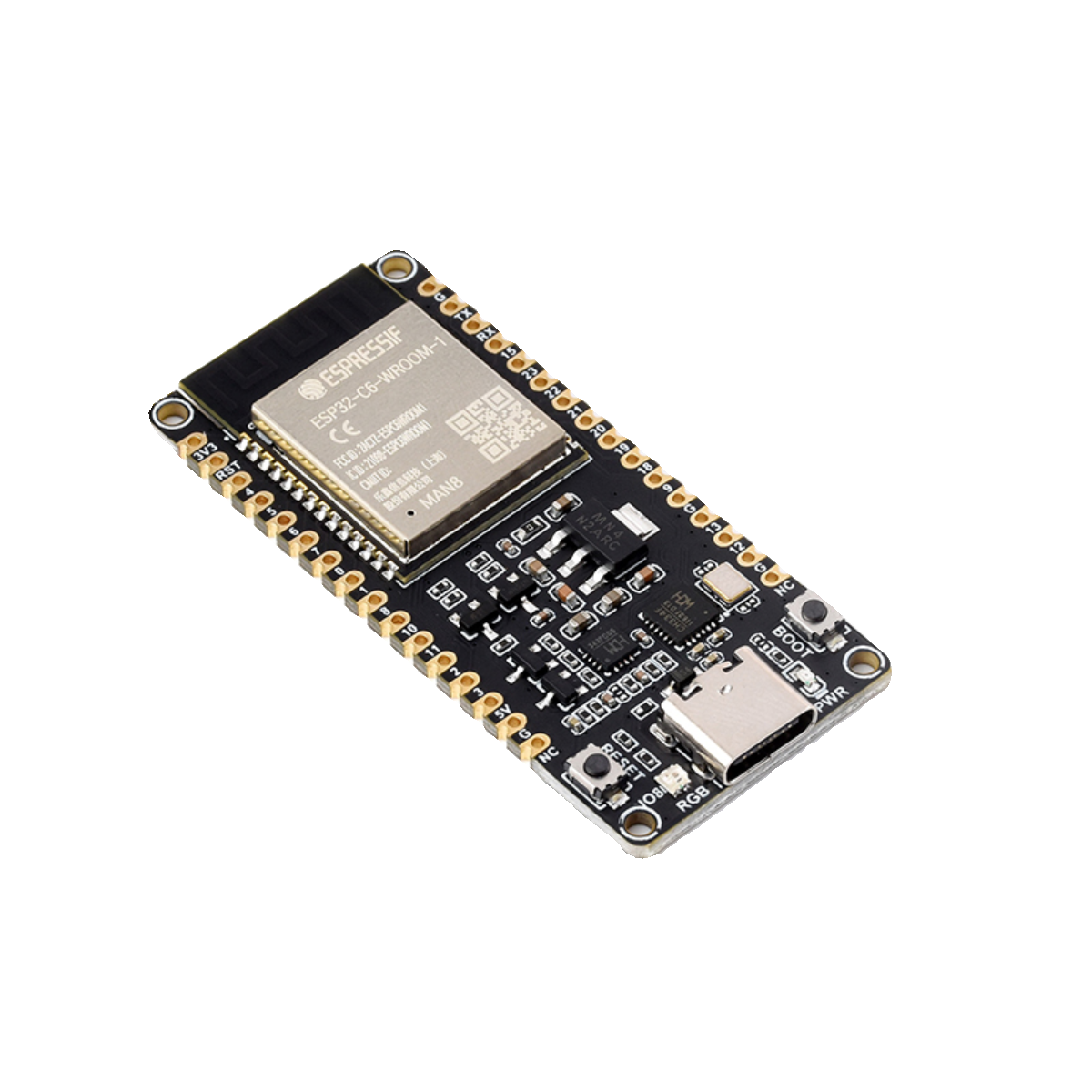 微雪 ESP32-C6-WROOM-1-N8模组 核心板 蓝牙/WiFi6 RISC-V开发板 - 图3