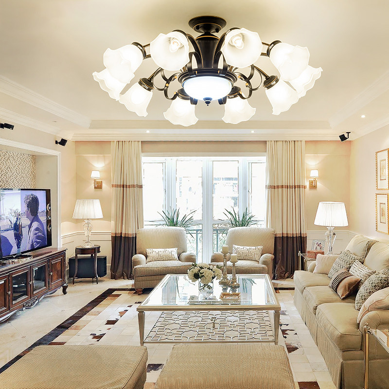 美式客厅灯现代简约乡村田园新款餐厅灯简欧创意卧室铁艺吸顶灯具,淘宝优惠券,粉丝福利购,淘宝优惠卷