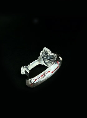 纯银道家饰品天师七星剑戒指朱砂