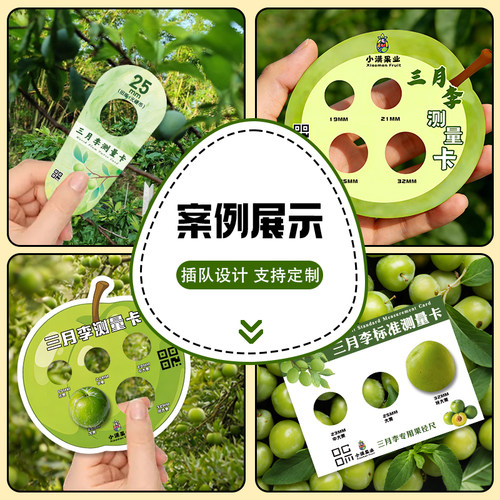 李子测量卡定制三月李果径标准卡尺设计水果logo广告宣传卡印刷 - 图2