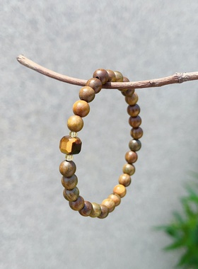 天然绿檀木金虎眼木质手串手链