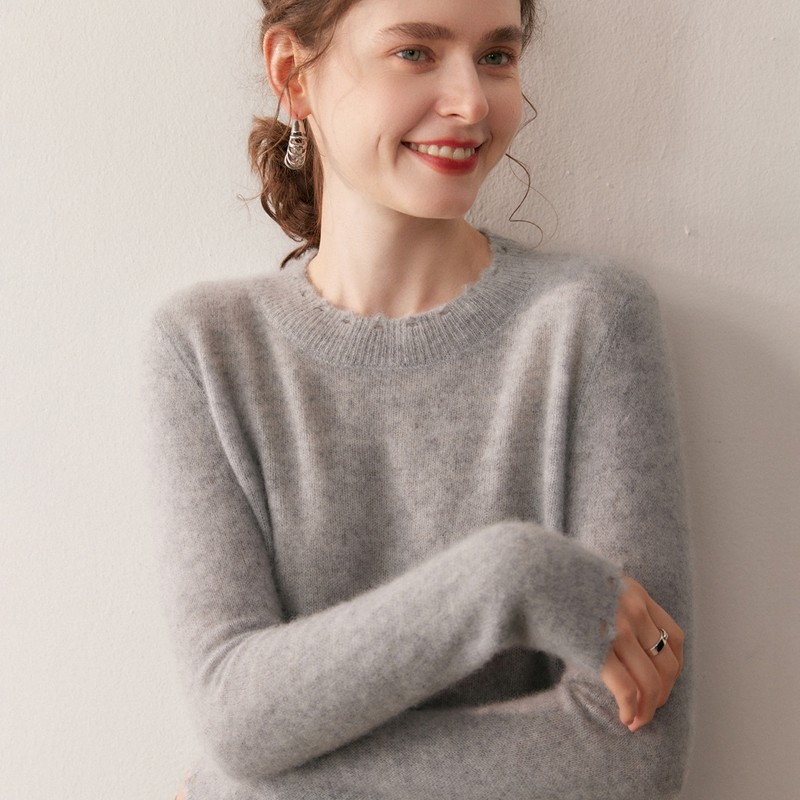 羊范柔柔暖意~秋冬山羊绒针织毛衣女士破洞半高领套头打底衫长袖,淘宝优惠券,粉丝福利购,淘宝优惠卷