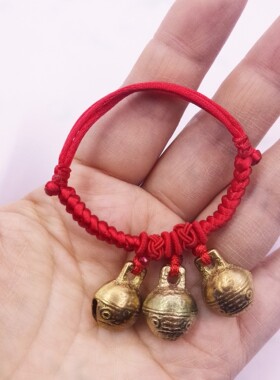 有声音虎头学步铜铃铛防踢被惊吓男女宝宝婴儿童小孩脚链红绳手链