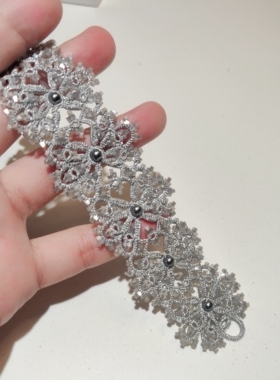 梭编蕾丝手链纯手工定制款银灰色进口米珠超显白高颜值日常佩戴