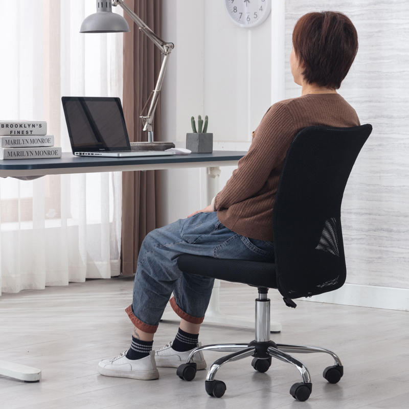 网布电脑椅升降旋转久坐工作无扶手家用书房小型简约靠背办公椅子 - 图3