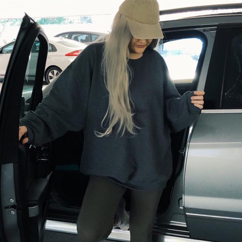 YEEZY SEASON6侃爷KANYE高街纯色OVERSIZE落肩袖男女宽松圆领卫衣-图1