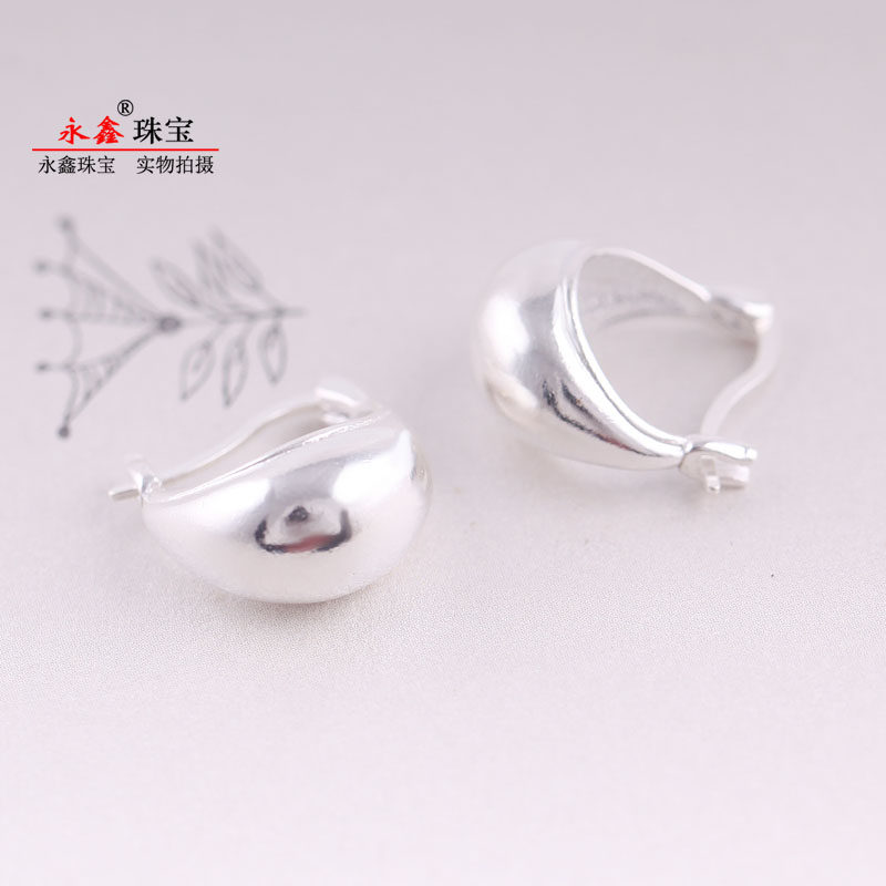 纯银耳扣女999足银耳环实心碎冰冰拉丝水滴轻奢高级感通勤耳圈,淘宝优惠券,粉丝福利购,淘宝优惠卷