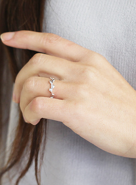 纯银戒指学生个性橄榄枝刻字礼物