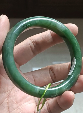 商场撤柜-天然和田玉碧玉手镯玉镯无纹裂带国家官方证书保真品n33