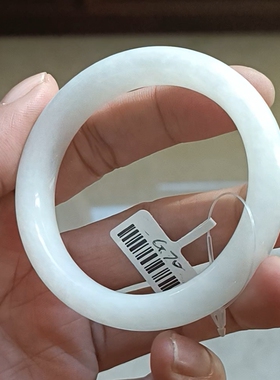 商场撤柜天然和田玉白玉手镯玉镯子 带官方鉴定证书保真品礼物g70