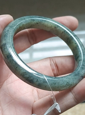 商场撤柜天然和田玉点墨青花手镯 无纹裂 带国家官方证书保真品n4