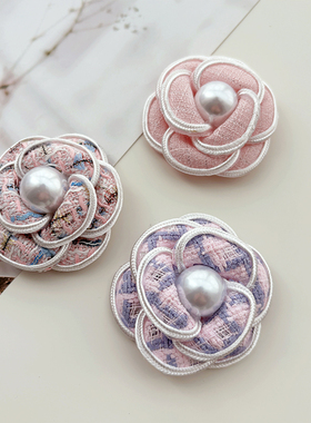 粉色山茶花胸针别针衣服饰品