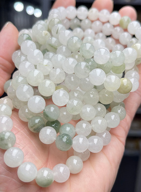 【天然冰翠玉手链】手工打磨冰种玉髓手串 女款简约百搭 招财转运