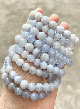 5A天然紫玛瑙手链简约时尚蓝色条纹玛瑙女礼物手串显白衬肤复古风