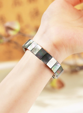 天然贝壳长方形手排手链度假海洋风饰品女款手串显白显气质送礼物