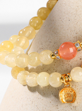 天然黄金玉手链女款双圈手串