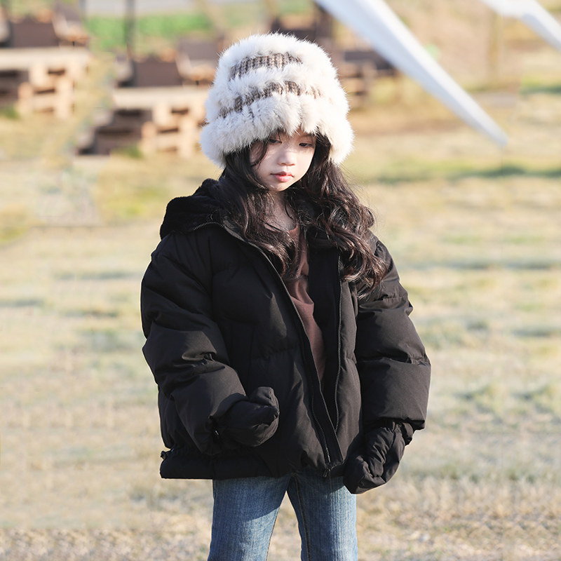 康衣儿女童羽绒服短款2024冬季新款90绒儿童装羽绒服外套[送手套]