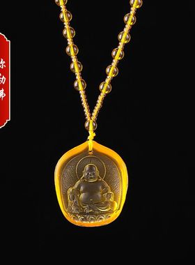 新款时尚气质款黄色琉璃弥勒佛