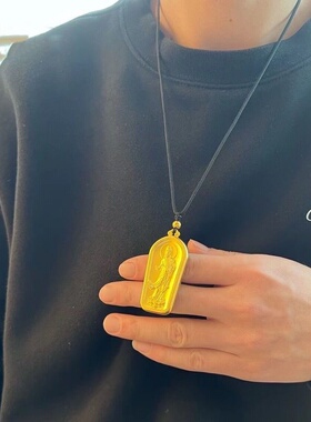 精雕莲花观音心经黑绳吊坠保平安