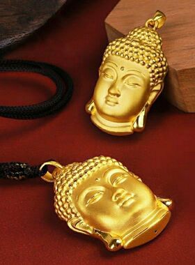 金色招财佛头招财转运吊坠男女款