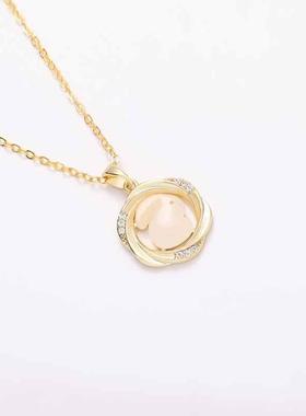 莫比乌斯环玉兔本命年生肖锁骨链