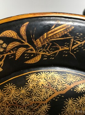 华颖堂老物件国粹精品收藏80年代潮汕文房摆件家居饰品大漆器大盘