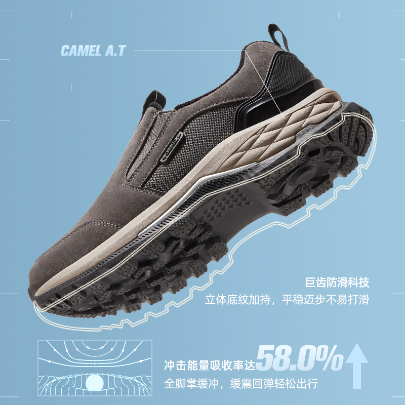 骆驼男鞋冬季新款爸爸鞋运动休闲鞋加绒保暖防滑户外登山徒步鞋男 - 图2