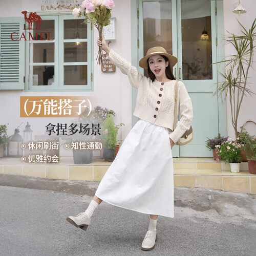 骆驼女鞋2026秋冬新款小皮鞋粗跟厚底黑色单鞋牛津鞋休闲乐福鞋女 - 图3