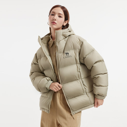 骆驼黑钻5女装羽绒服冬季2025情侣同款保暖连帽面包服羽绒外套男 - 图1