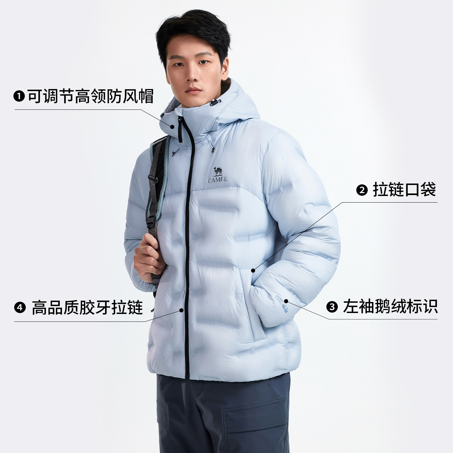 【王俊凯同款】骆驼羽神STAR户外鹅绒羽绒服26新款男女面包服外套 女绒实拍商品图